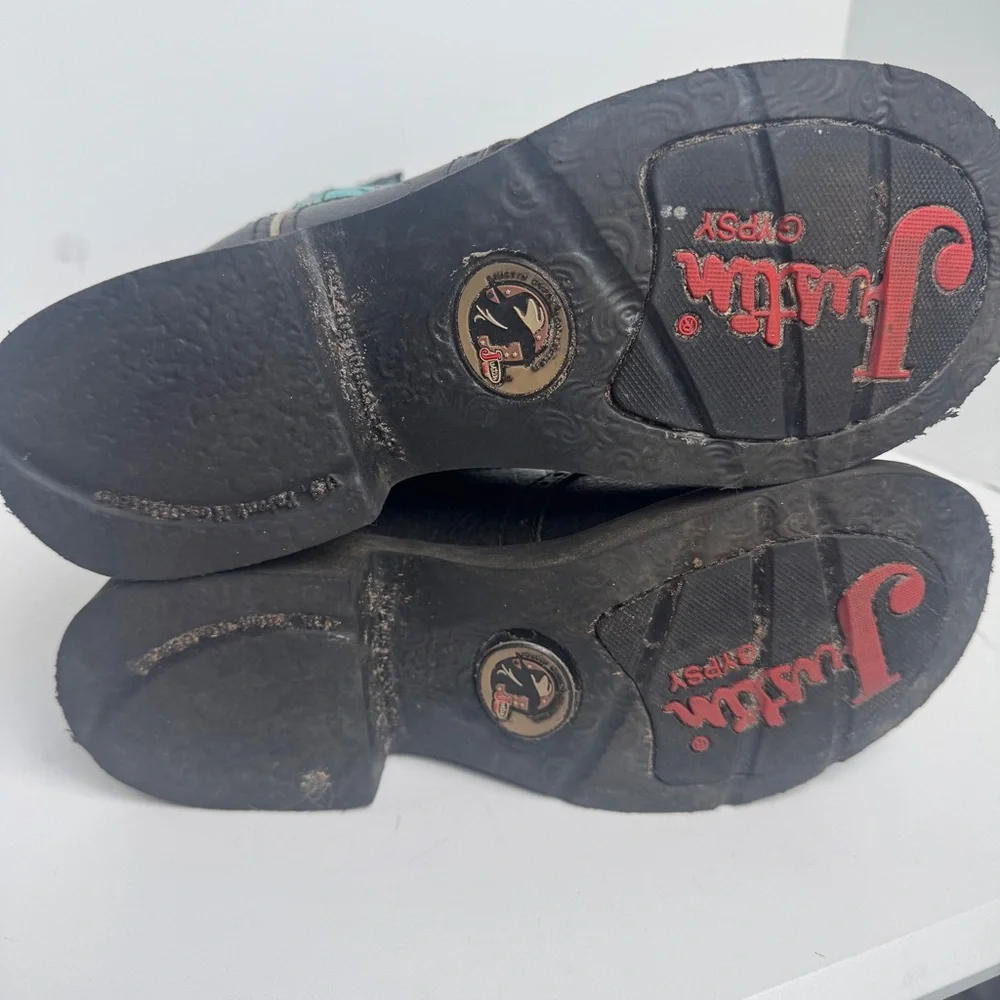 Justin Gypsy Turquoise Boots Girls Sz 6‎ 1/2 B